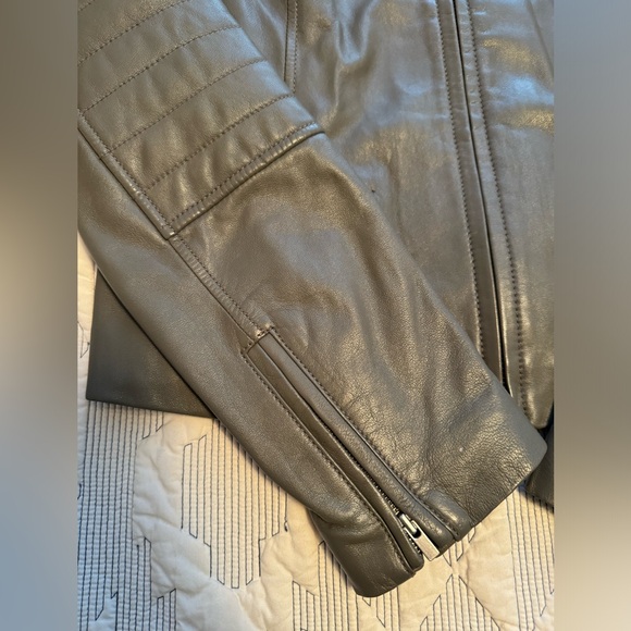 Banana Republic Lamb Leather Grey Moto Leather Jacket - Picture 8 of 15